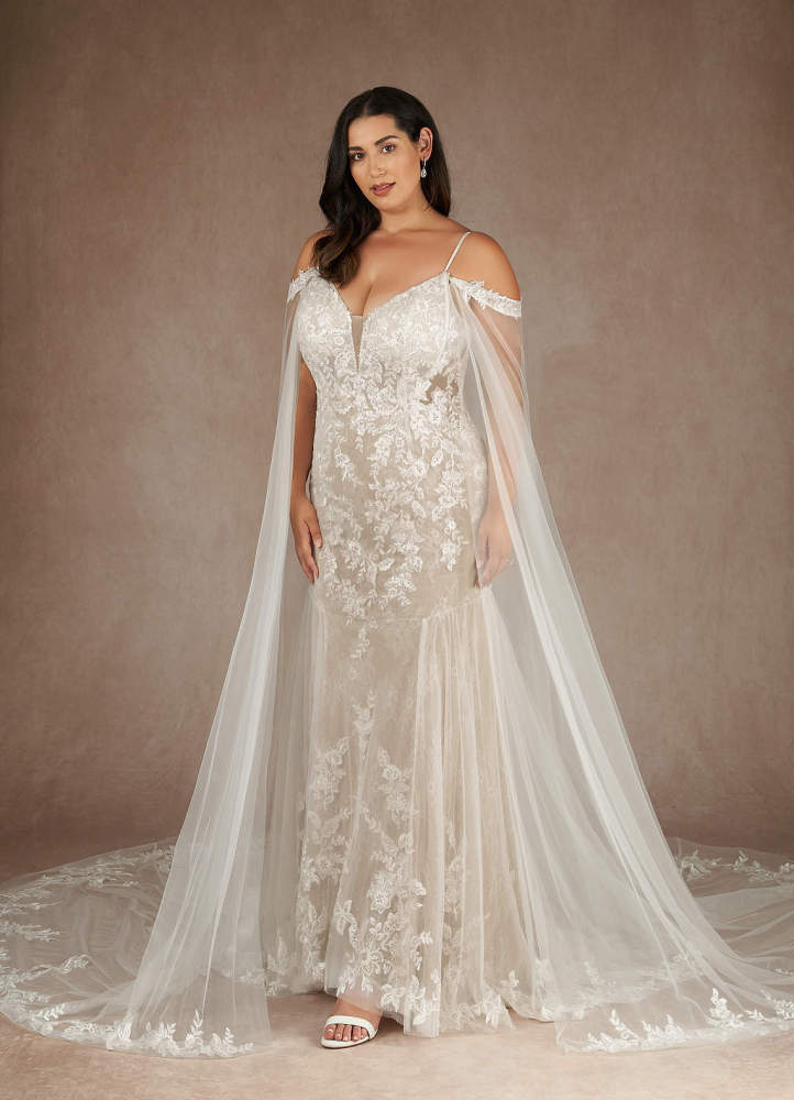 elyessen  Diamond White Mermaid V-Neck Sequins Tulle Dress