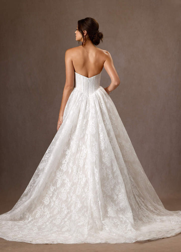 elyessen Demetria Diamond White Ball-Gown Strapless Lace Dress