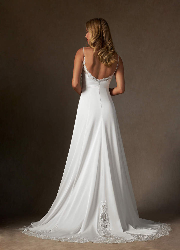 elyessen Sable Stretch Diamond White A-Line Lace Stretch Satin Dress