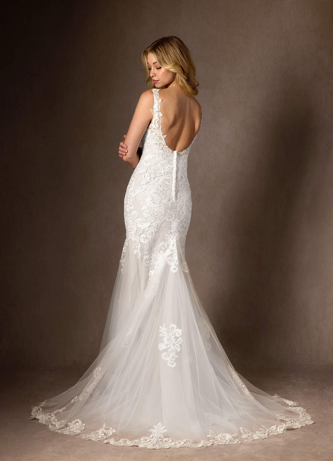elyessen Poppy Diamond White Mermaid Sequins Tulle Dress