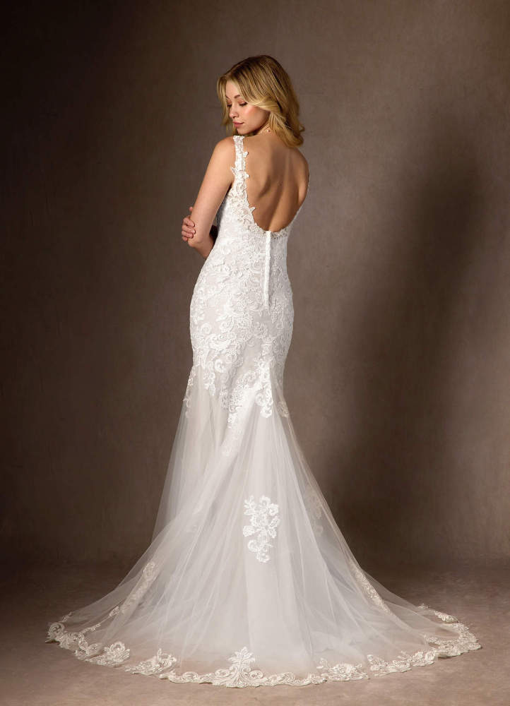 elyessen Poppy Diamond White Mermaid Sequins Tulle Dress