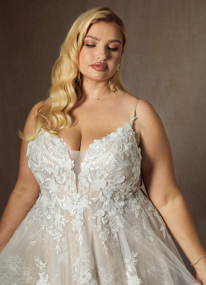 elyessen  Diamond White A-Line Lace Tulle Dress