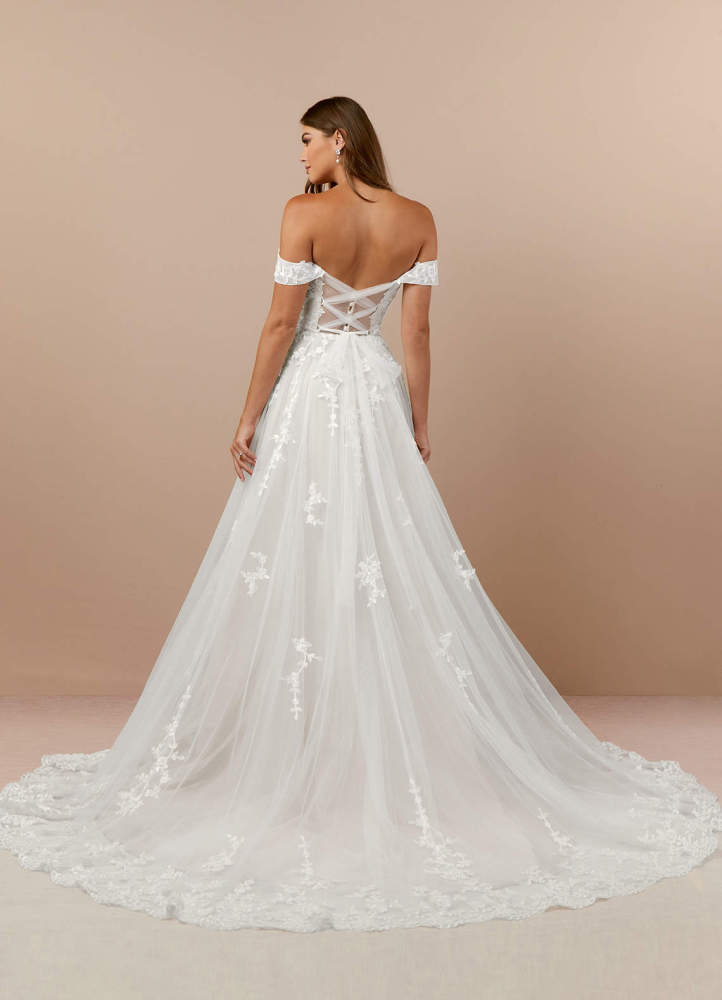 elyessen Botanica Diamond White A-Line Off the Shoulder Tulle Dress
