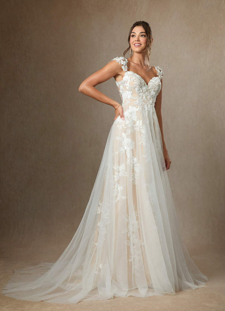 elyessen Moonstone Diamond White A-Line Sweetheart Sequins Tulle Dress