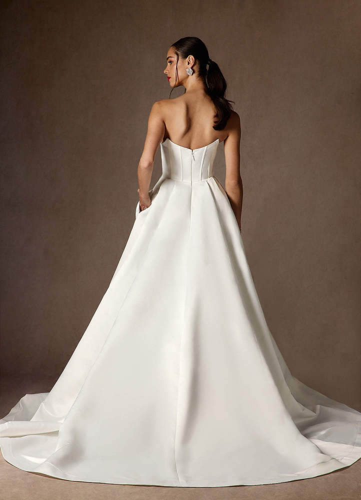 elyessen Katalina Diamond White Ball-Gown Strapless Satin Dress