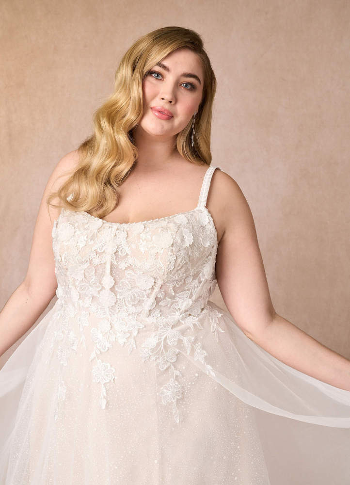 elyessen  Diamond White A-Line Scoop Tulle Dress