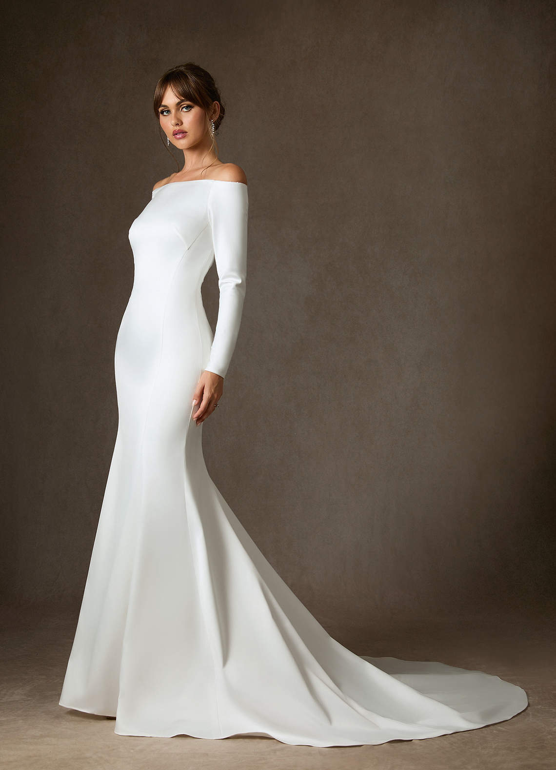 elyessen Marlin Free pannier Diamond White Mermaid Off the Shoulder Satin Dress
