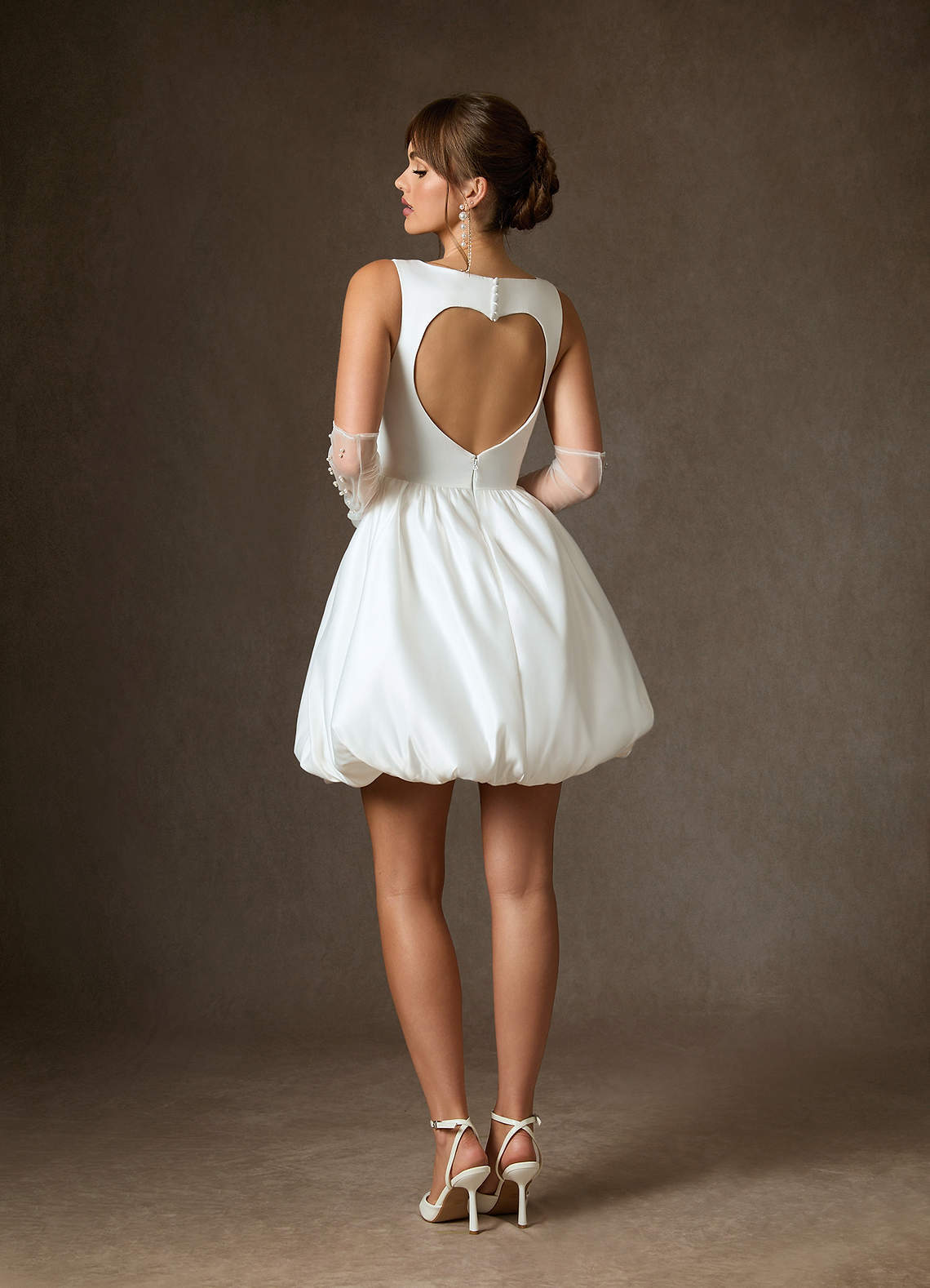 elyessen Blossom Diamond White A-Line with Pockets Satin Dress