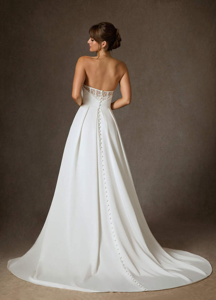 elyessen Marisela Diamond White A-Line Sequins Crepe Back Satin Dress