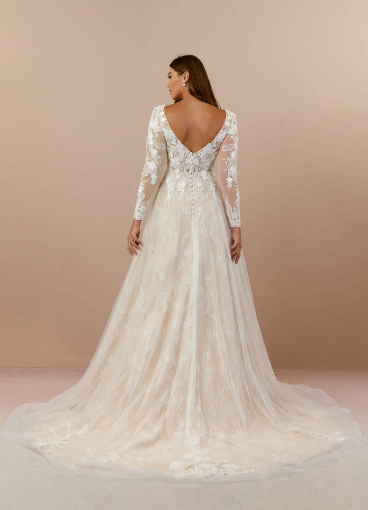elyessen Leila Diamond White Champagne A-Line V-Neck Sequins Tulle Dress