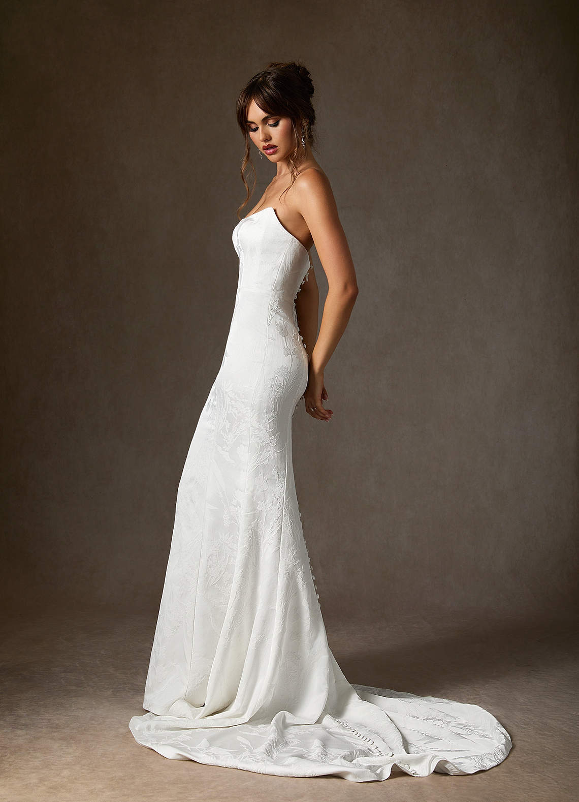 elyessen Serephina Diamond White Mermaid Strapless Jacquard Dress
