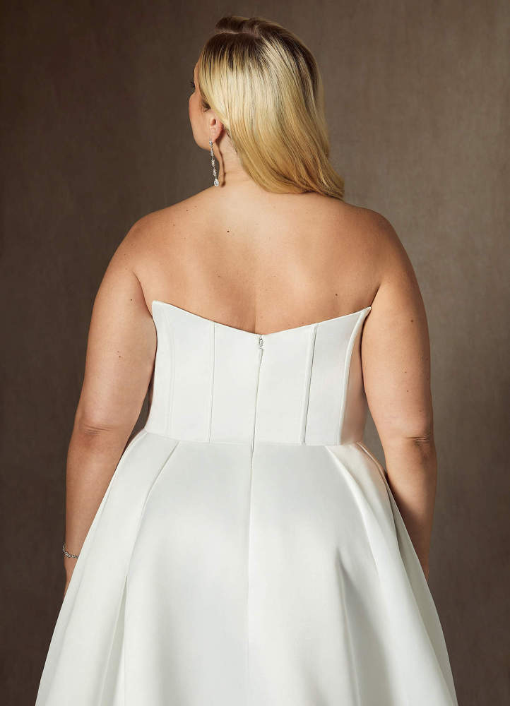 elyessen Katalina Diamond White Ball-Gown Strapless Satin Dress