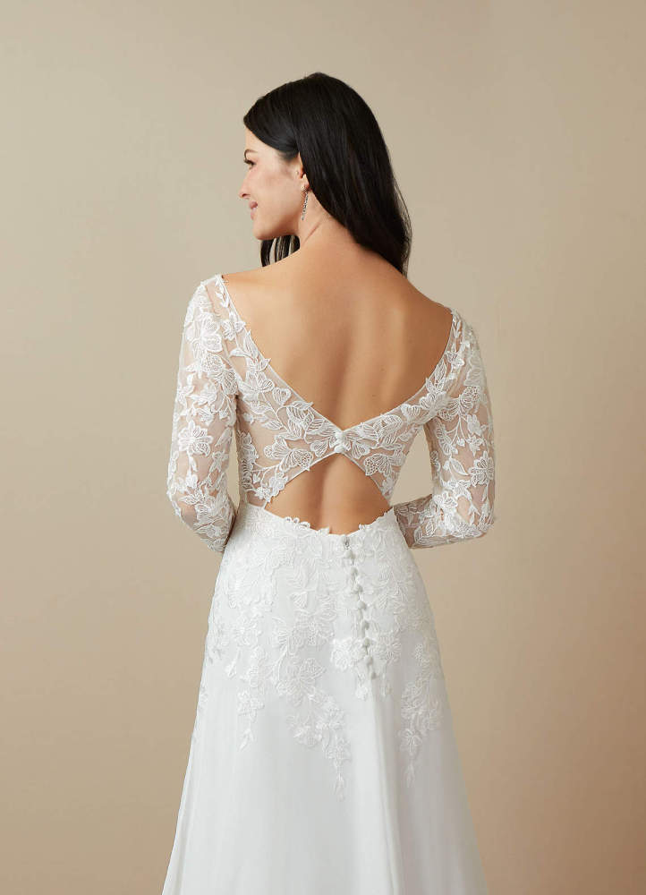 elyessen Fleur Diamond White A-Line Sequins Chiffon Dress
