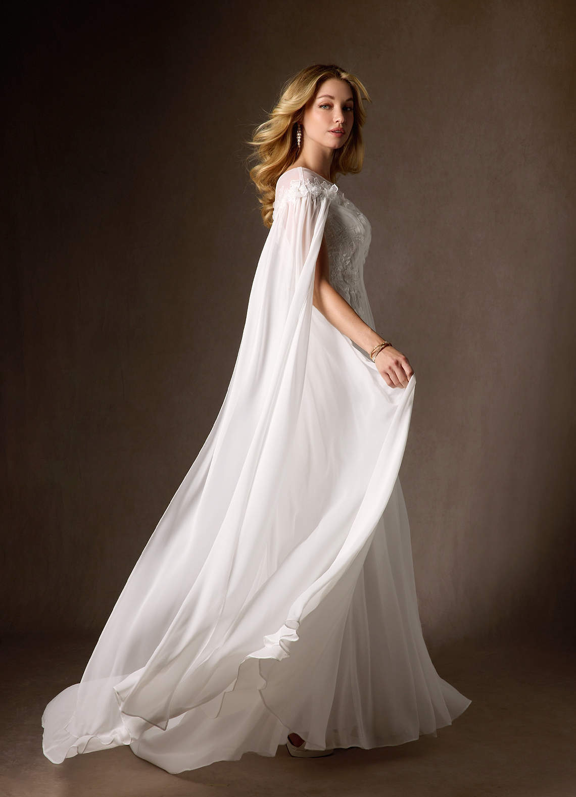 elyessen Linnea Diamond White A-Line Scoop Chiffon Dress