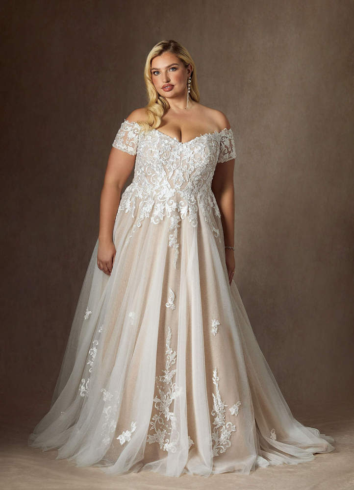 elyessen  Diamond White Ball-Gown Off the Shoulder Tulle Dress
