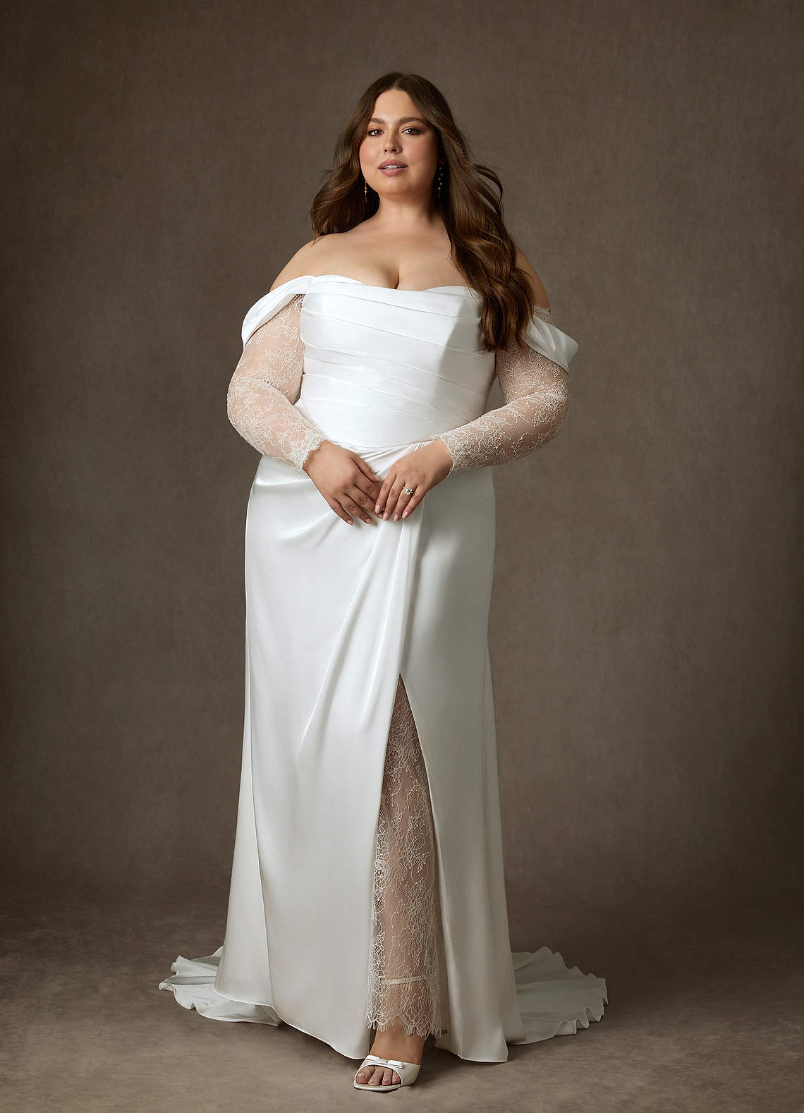 elyessen Stretch Diamond White A-Line Sweetheart Neckline Lace Dress