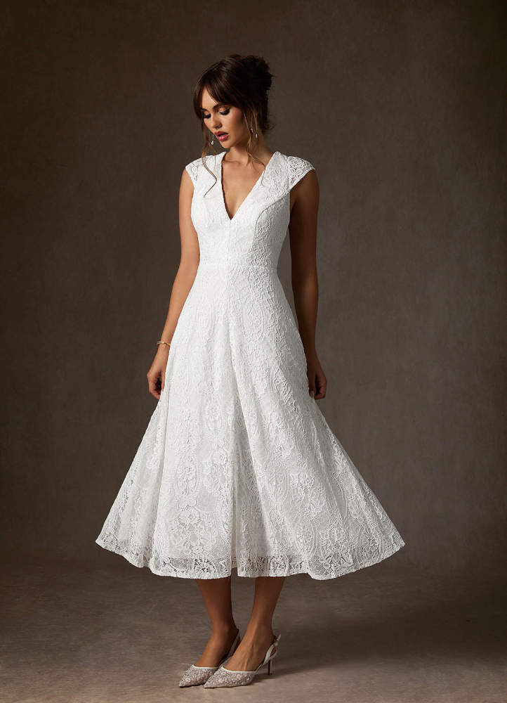 elyessen Lilly Diamond White A-Line Lace Dress