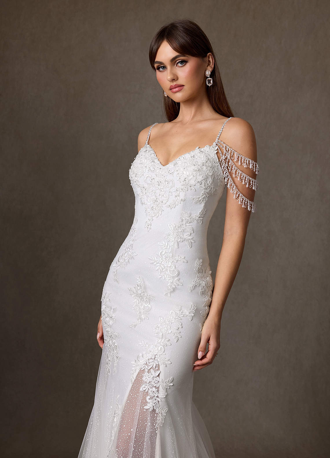 elyessen Saskia Diamond White Mermaid Sequins Tulle Dress