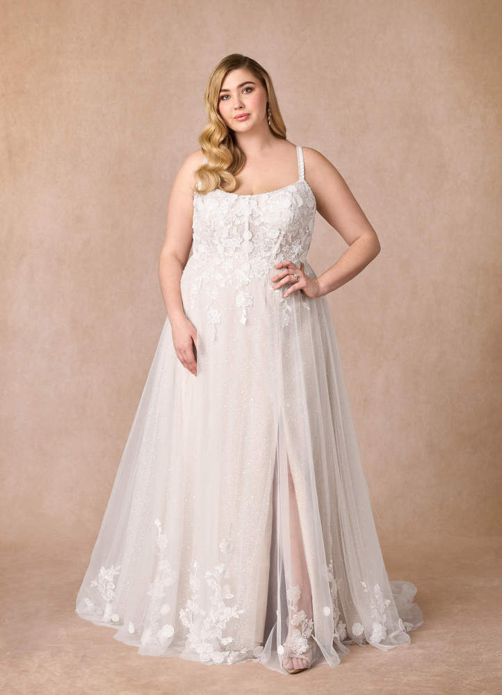 elyessen  Diamond White A-Line Scoop Tulle Dress