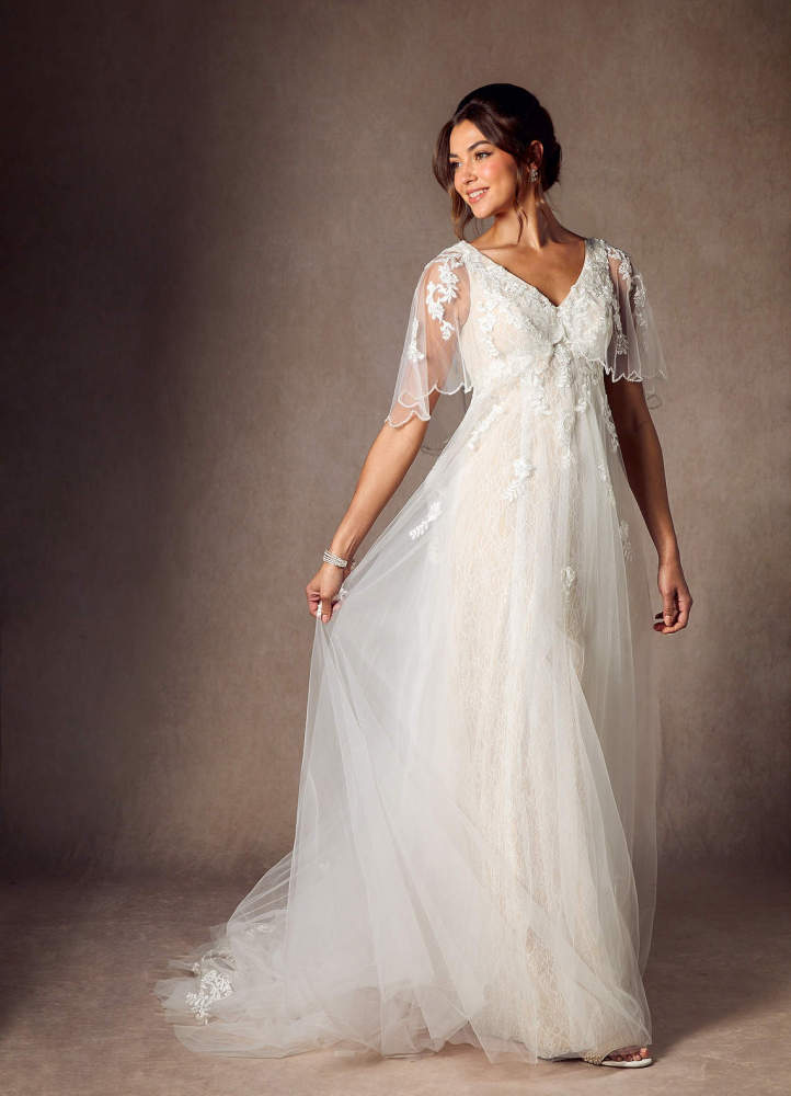 elyessen Renesmee Diamond White A-Line Sequins Tulle Dress