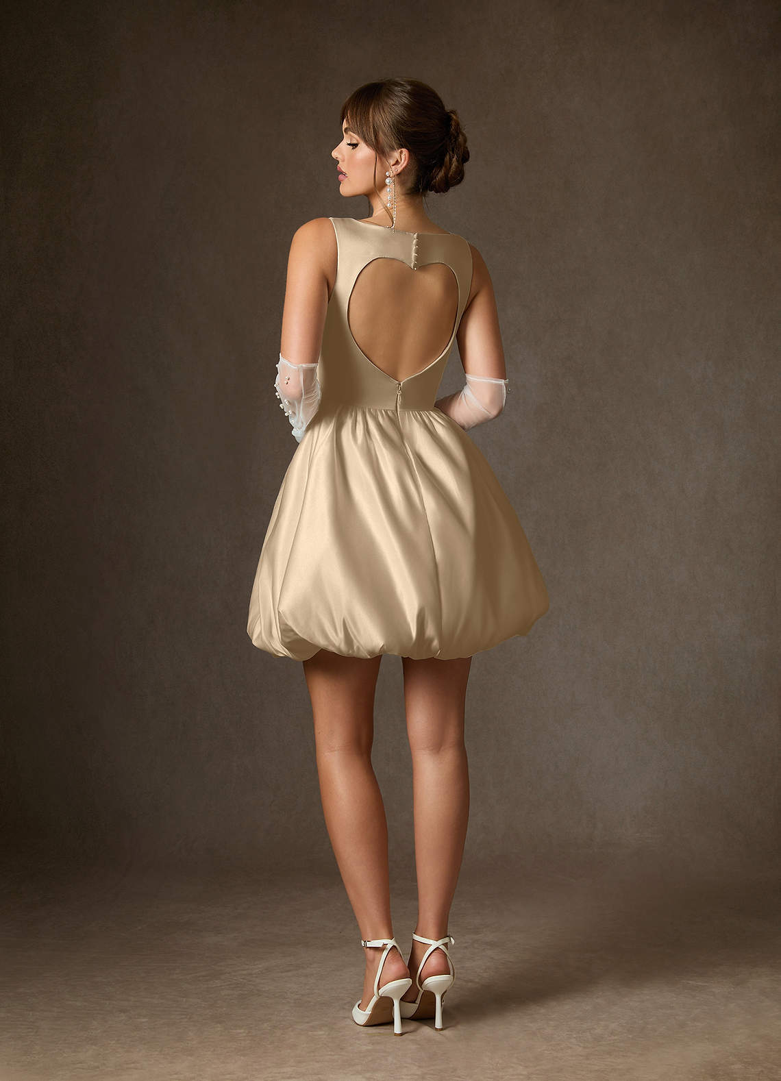elyessen Blossom Diamond White A-Line with Pockets Satin Dress