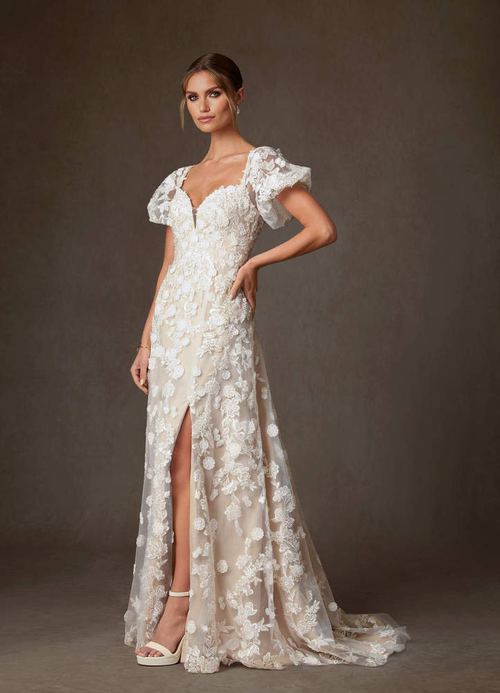 elyessen Diamond White A-Line Sweetheart Lace Dress