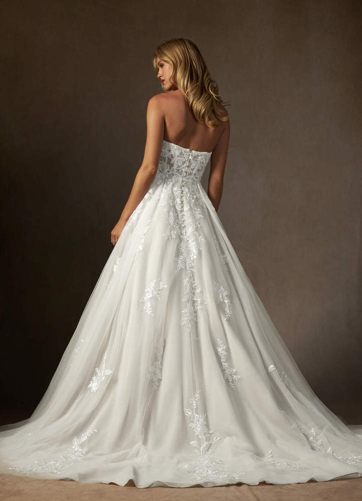 elyessen Keri Diamond White Ball-Gown Strapless Lace Dress