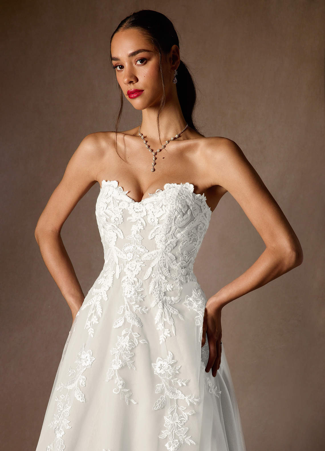 elyessen Madeleine Diamond White Ball-Gown Strapless Lace Dress
