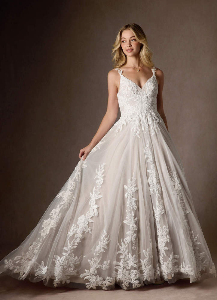 elyessen  Diamond White A-Line V-Neck Sequins Tulle Dress