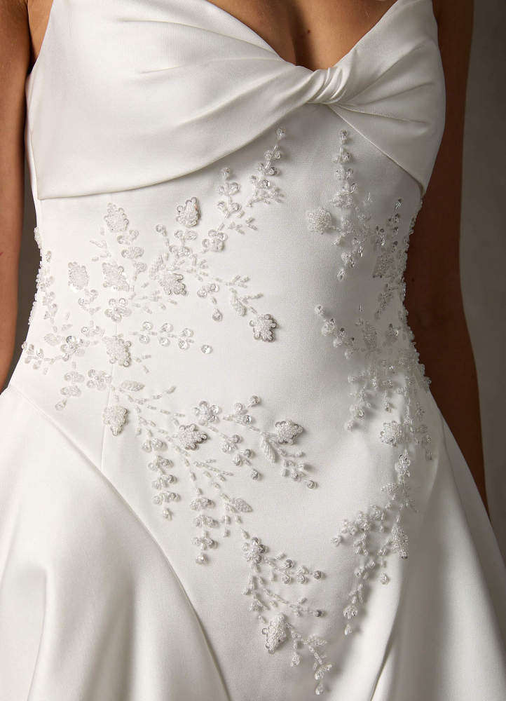elyessen Emberlyn Diamond White A-Line Double Faced Satin Dress