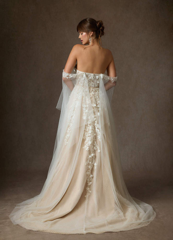 elyessen Diamond White Ball-Gown Off the Shoulder Lace Dress
