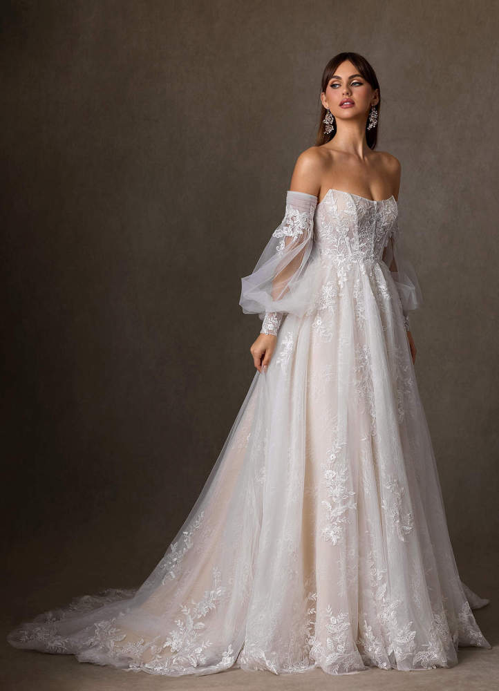 elyessen Elowyn Two-Piece Diamond White Ball-Gown Strapless Lace Dress