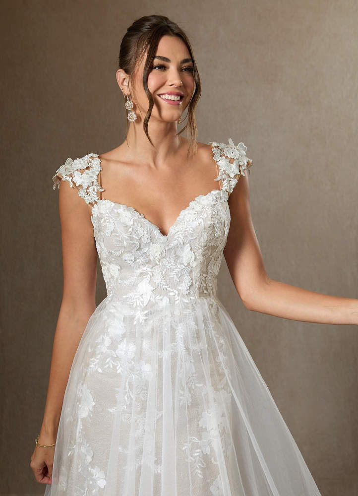 elyessen Moonstone Diamond White A-Line Sweetheart Sequins Tulle Dress