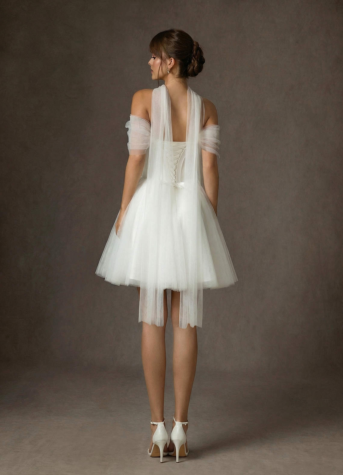 elyessen Naef Two-Piece Diamond White A-Line Tulle Dress