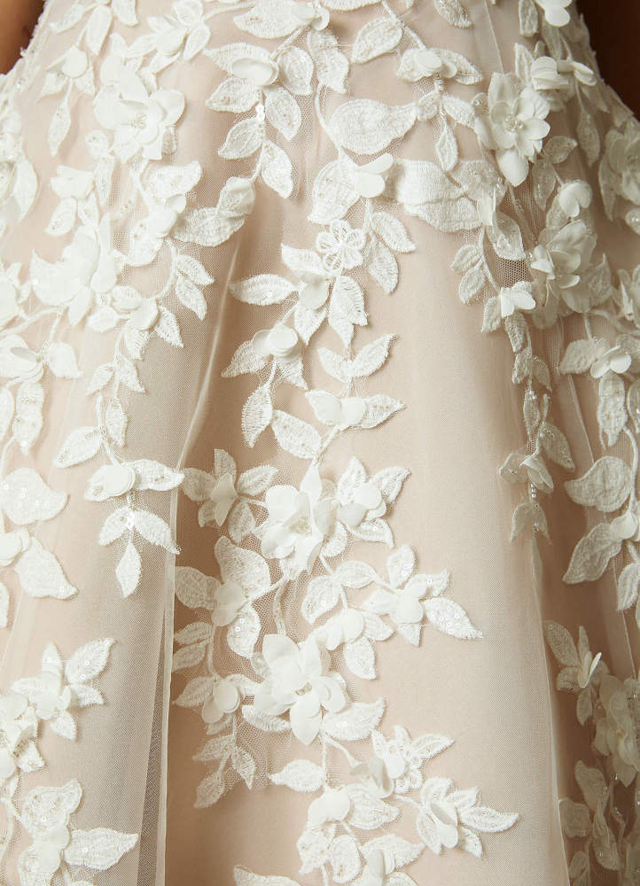 elyessen Alyson Diamond White Ball-Gown Lace Dress