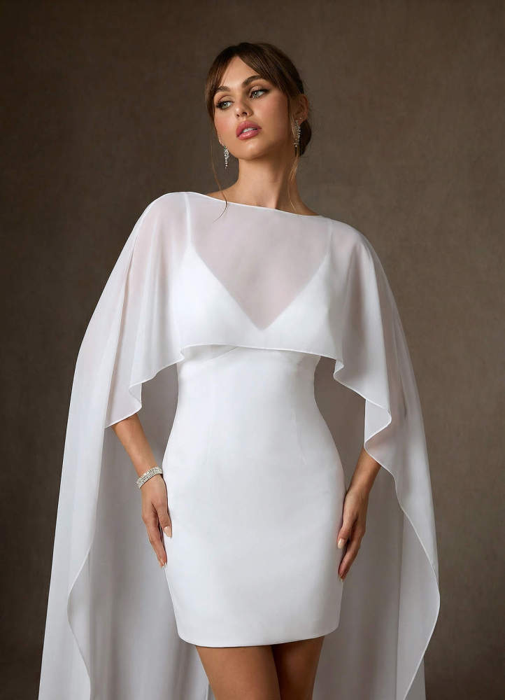 elyessen Caity Two-Piece Diamond White Sheath Stretch Satin Dress