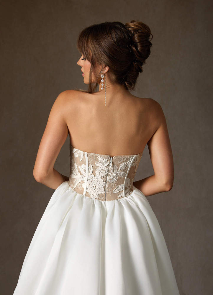 elyessen  Diamond White Ball-Gown Strapless Lace Dress