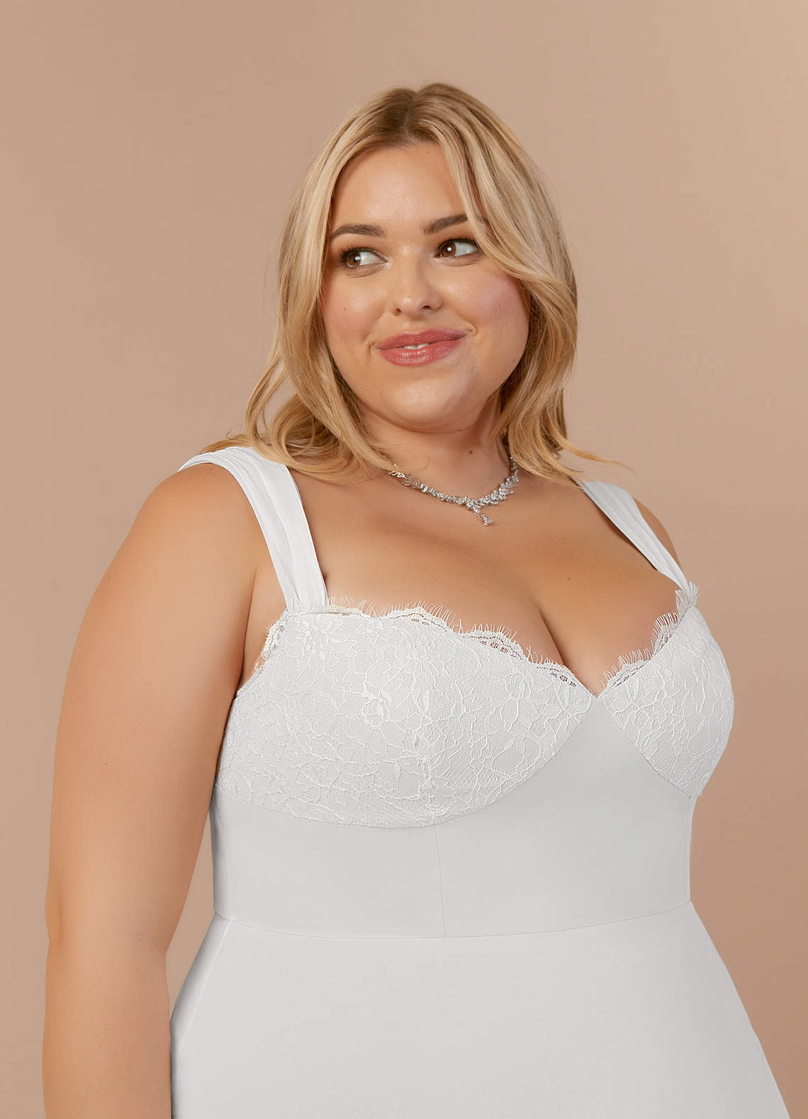 elyessen Scarlette Diamond White A-Line Sweetheart lace Chiffon Dress