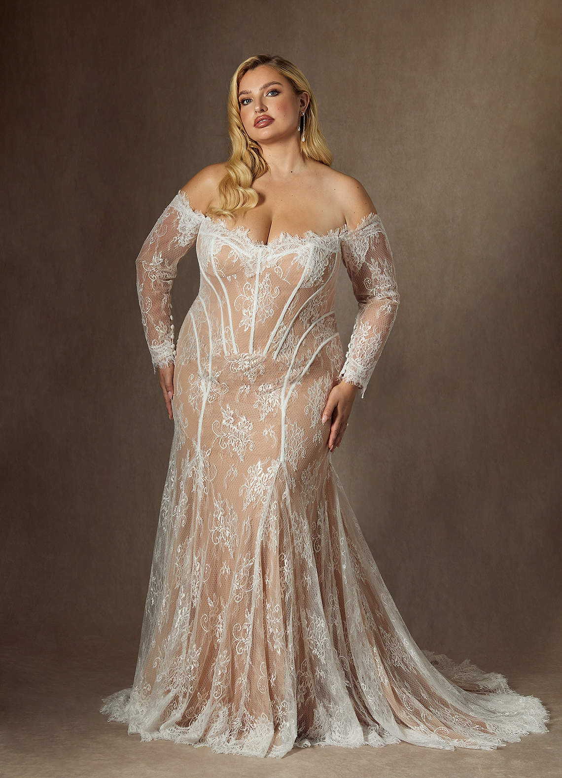 elyessen  Diamond White Mermaid Off the Shoulder Tulle Dress