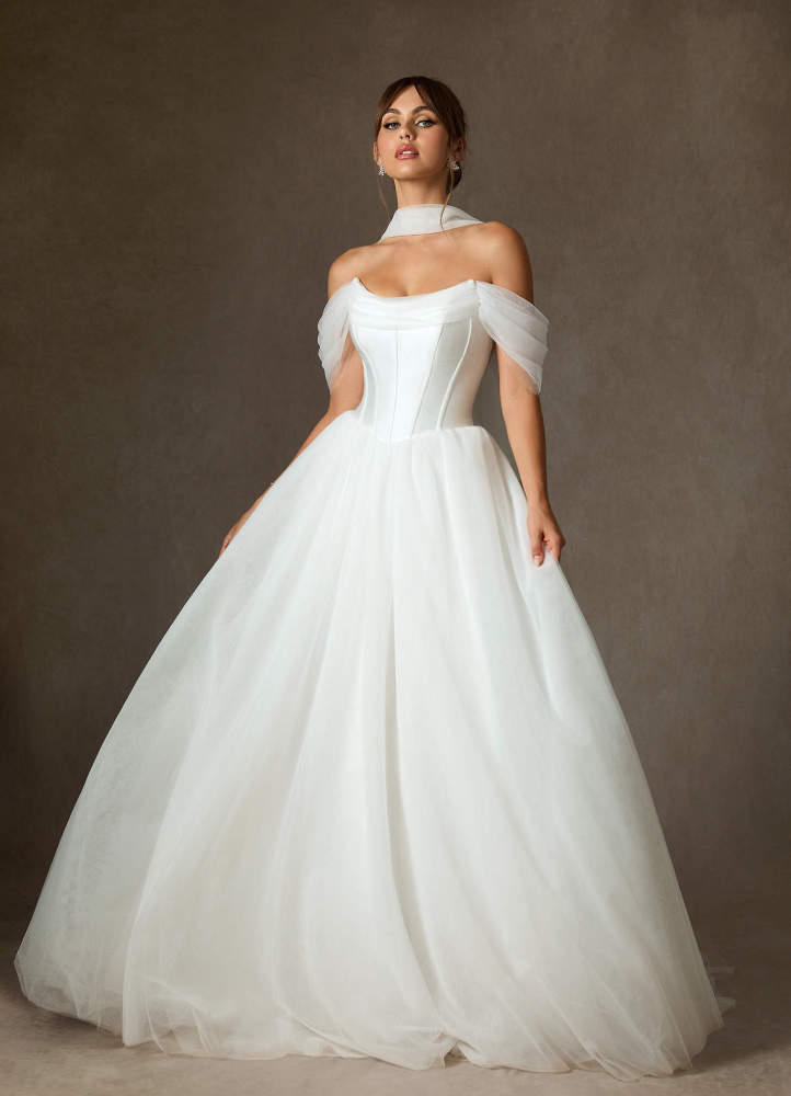 elyessen Adalyn Two-Piece Diamond White Ball-Gown Tulle Dress