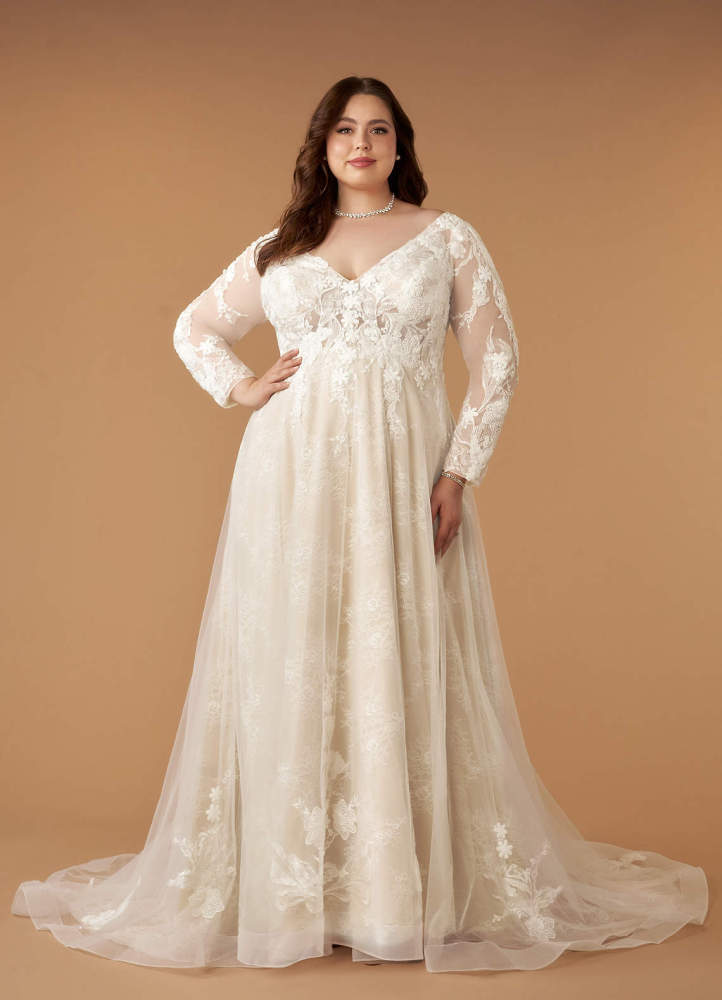 elyessen  Diamond White Champagne A-Line V-Neck Sequins Tulle Dress