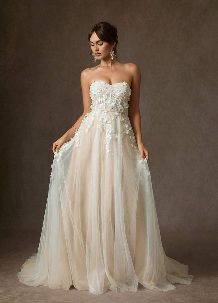 elyessen Diamond White Ball-Gown Off the Shoulder Lace Dress