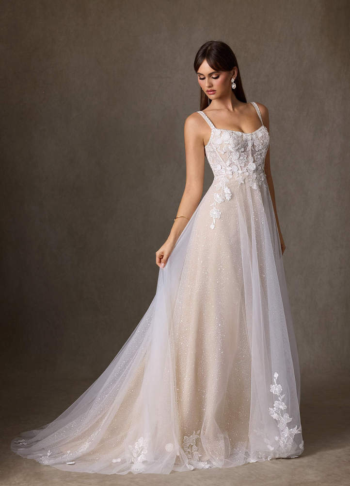 elyessen  Diamond White A-Line Scoop Tulle Dress