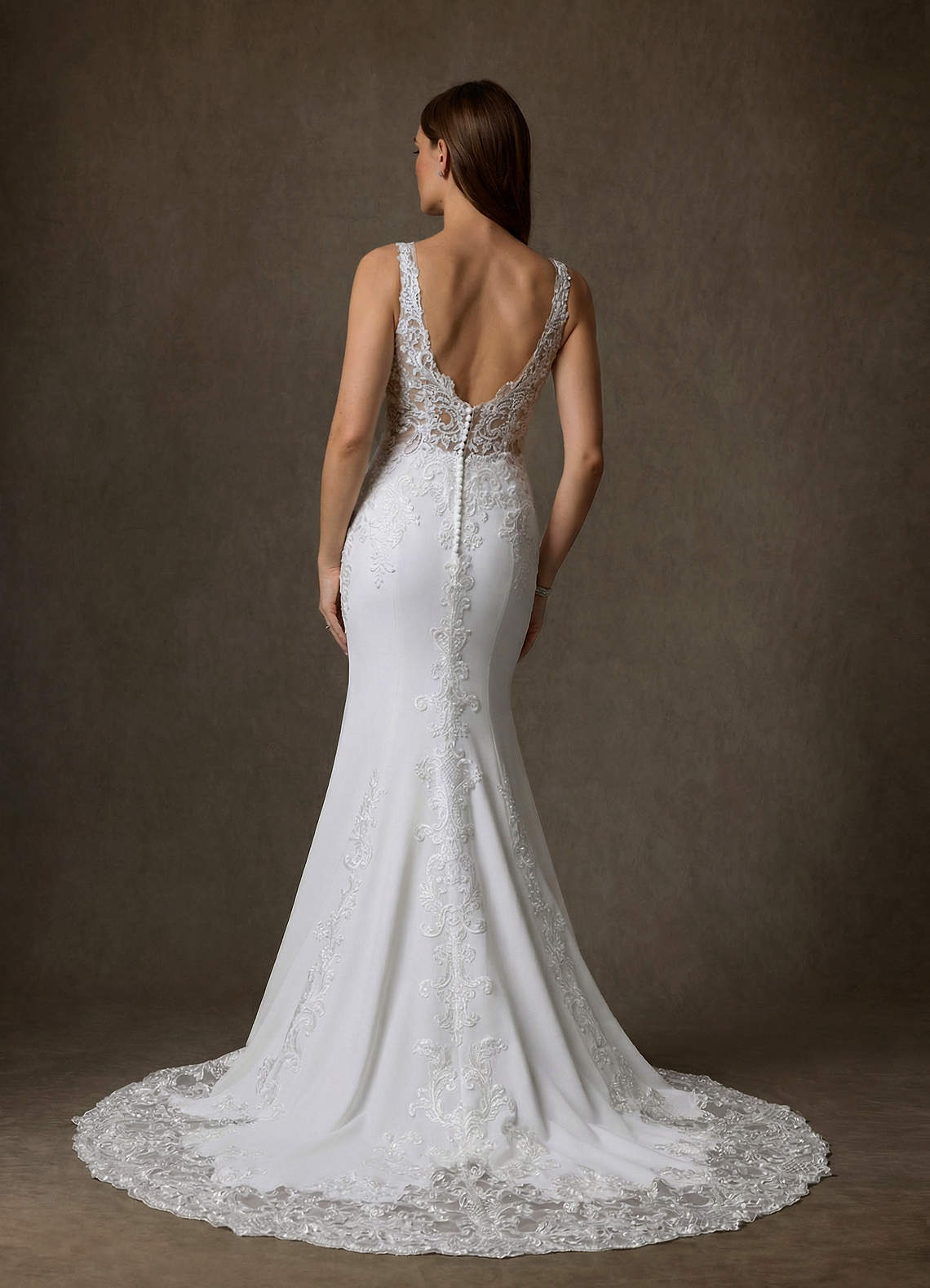 elyessen Diamond White Mermaid Lace Dress