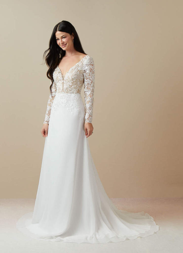 elyessen Fleur Diamond White A-Line Sequins Chiffon Dress