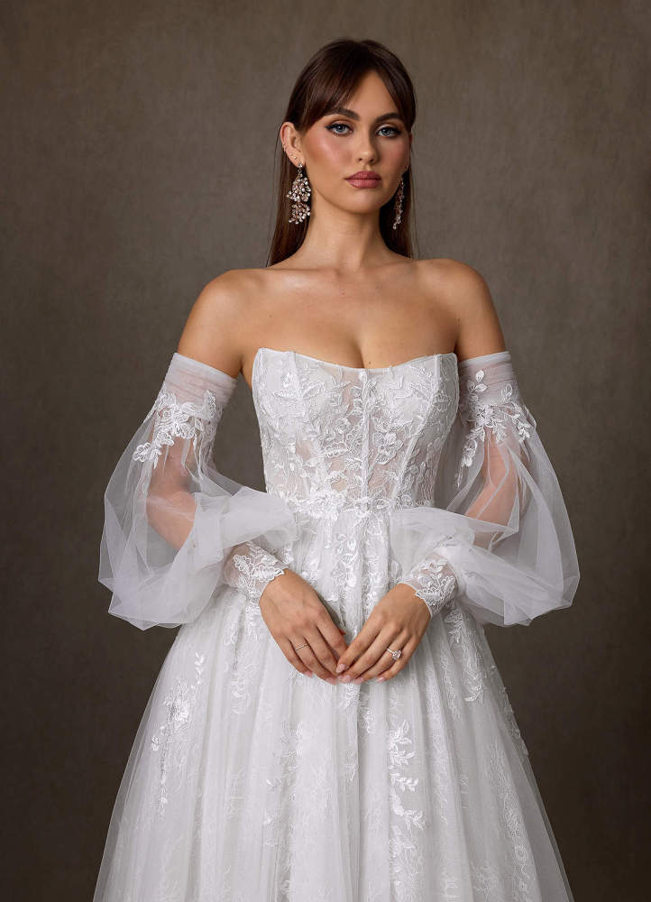 elyessen Elowyn Two-Piece Diamond White Ball-Gown Strapless Lace Dress