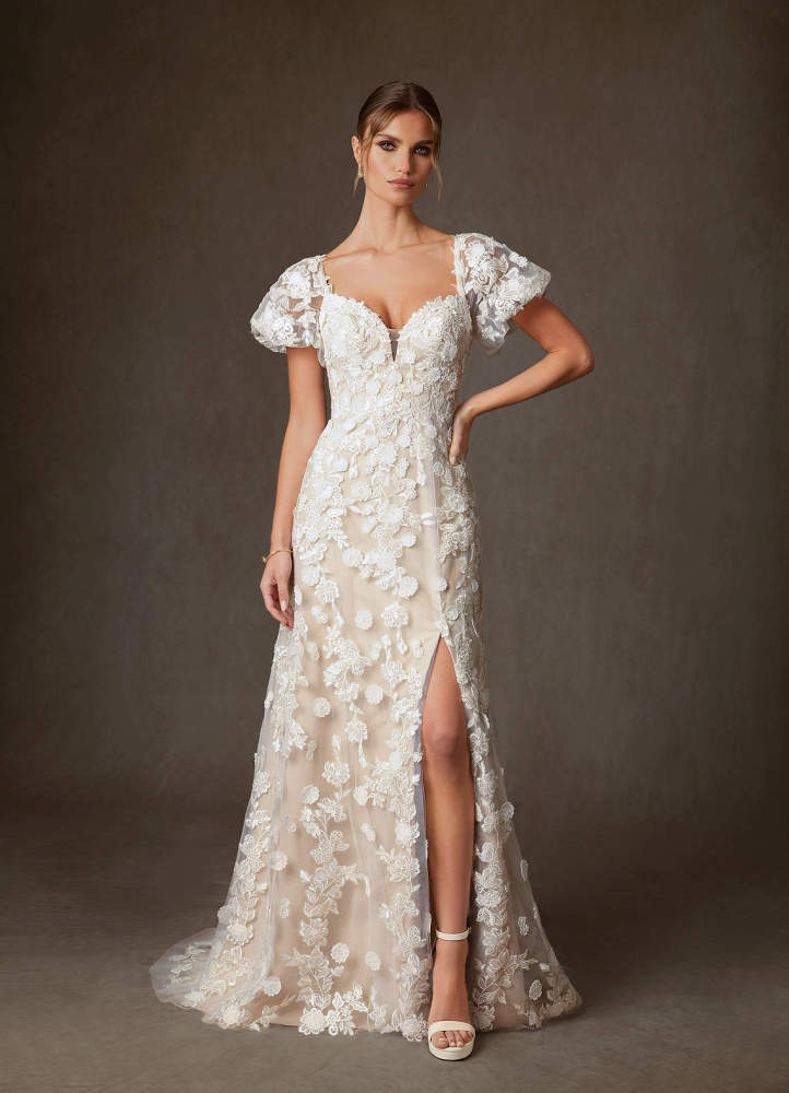 elyessen Diamond White A-Line Sweetheart Lace Dress