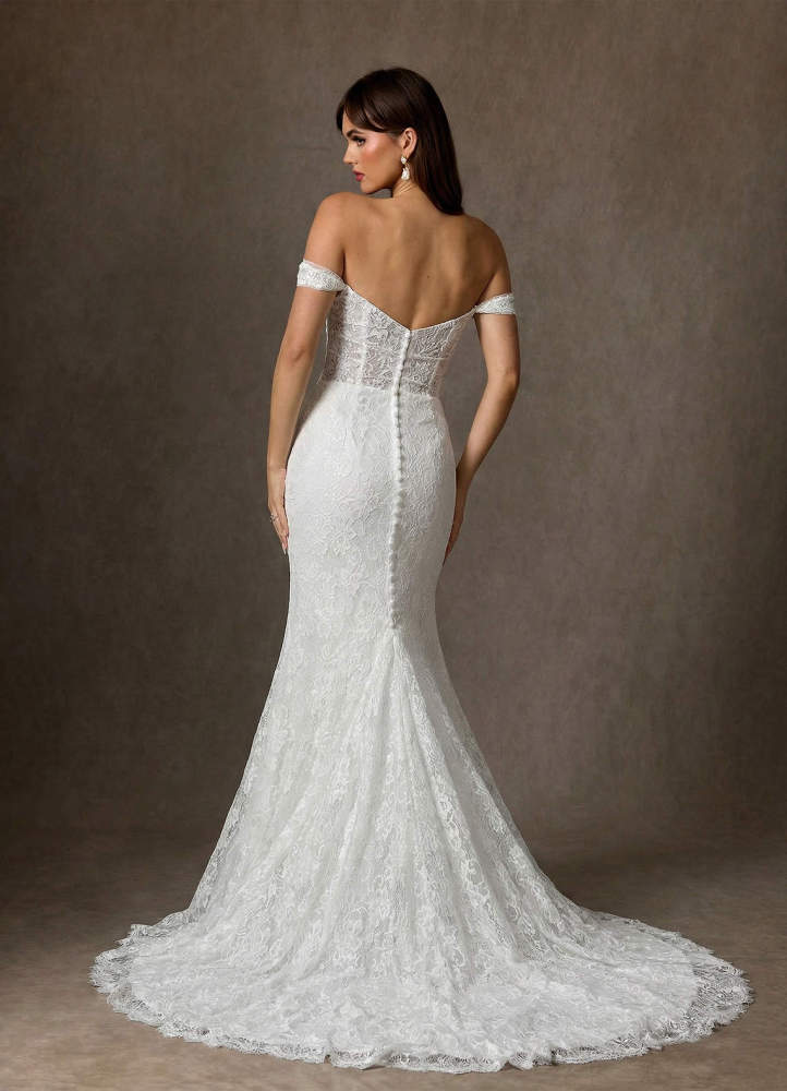 elyessen Idalis Diamond White Mermaid Lace Dress