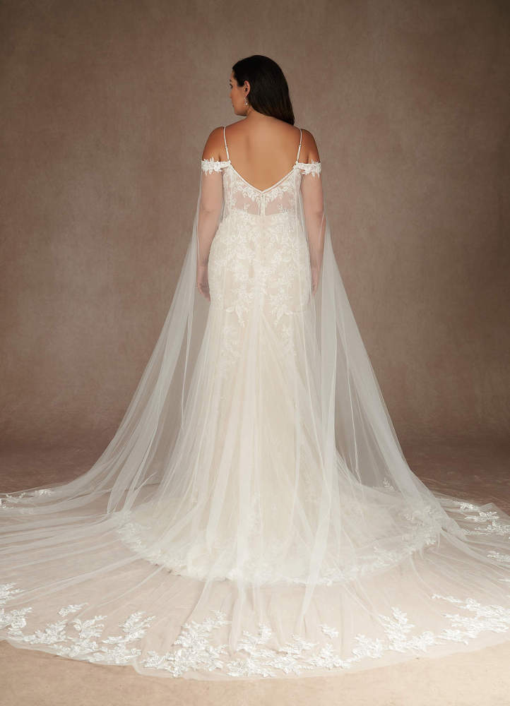 elyessen  Diamond White Mermaid V-Neck Sequins Tulle Dress