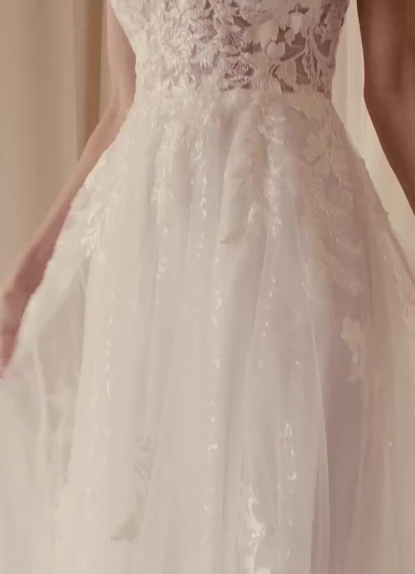 elyessen Dysis Diamond White A-Line Halter Sequins Tulle Dress